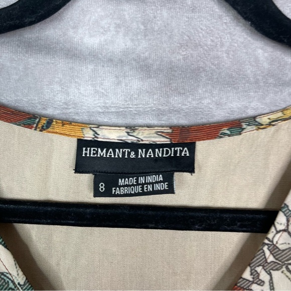 Hemant & Nandita Zeri Peasant Dress In Brown Women's Size 8 - Picture 6 of 8